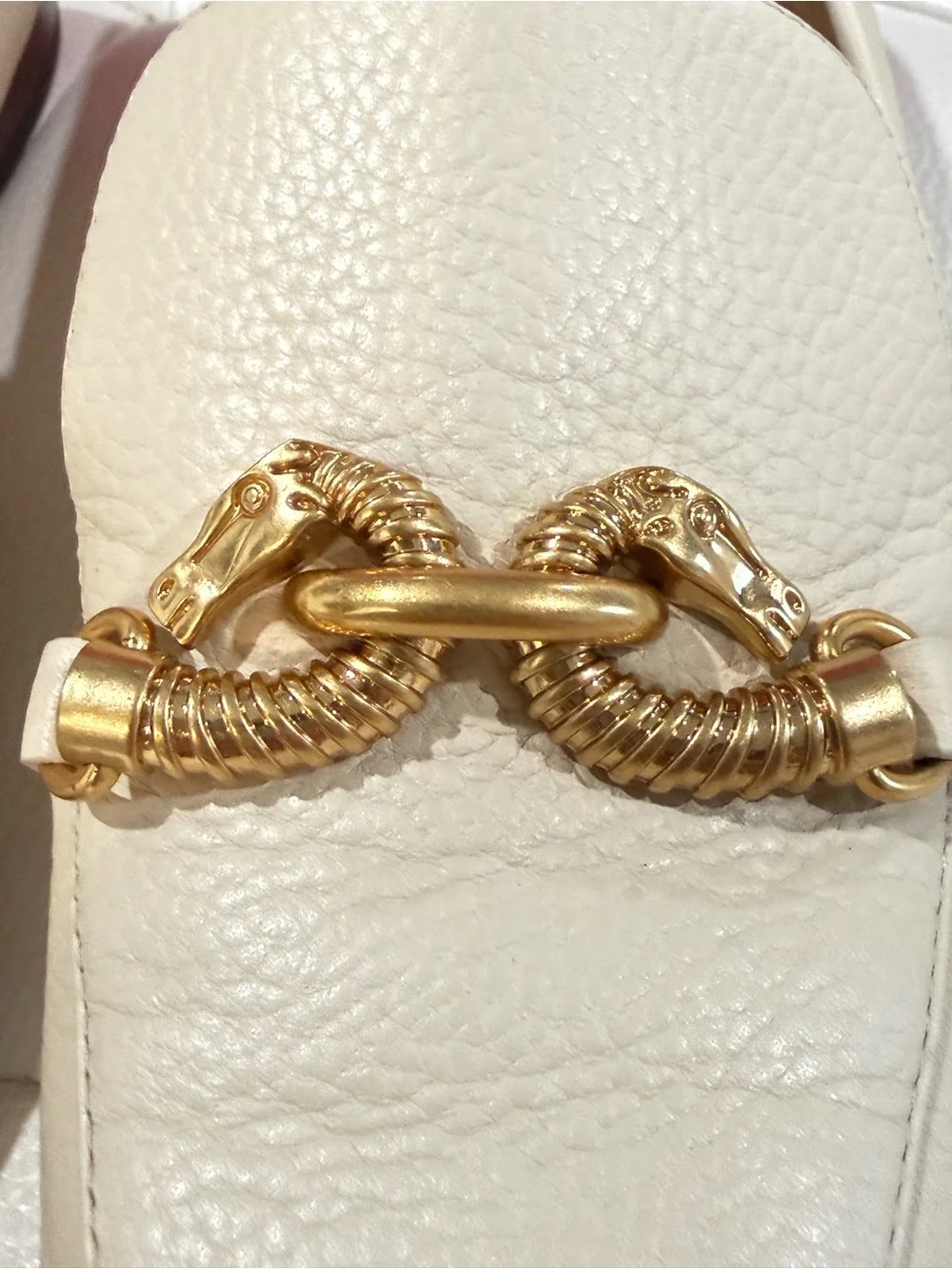 Tory Burch Jessa Loafer Leather 8 Cream Horse Hardware Equestrian
